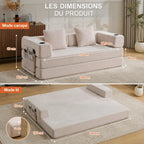 ORION - Canapé convertible 2 places en velours côtelé Rose | Aurena Paris